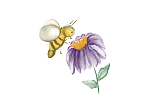Bee Pollinating Flowers Watercolor: A Nature Amp Gem