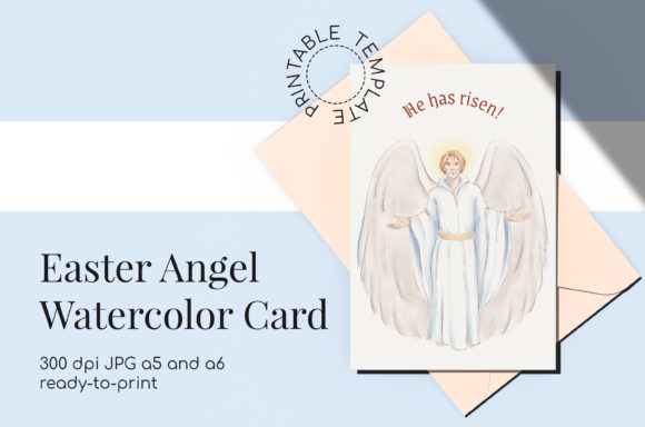 Easter Angel Watercolor Card: Premium Print Templates