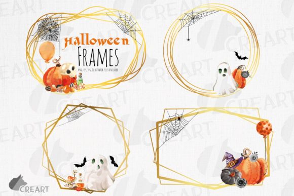 Halloween Golden Geo Frames: Premium Print Templates