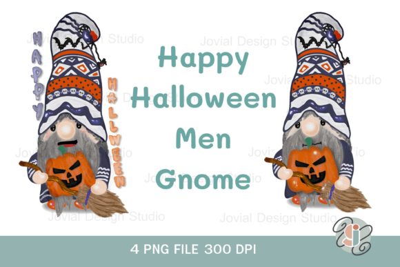 Review: Watercolor Gnome Men Pumpkin Broom Design