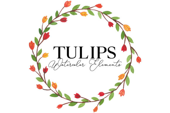 Tulips Watercolor Circle: Elegant Web Elements for Blogs