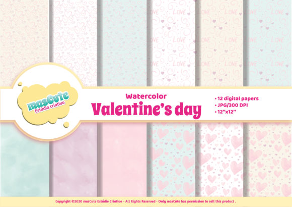 Valentines Day Watercolor Digital Paper & Patterns Review