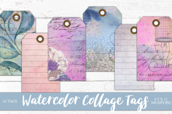 Watercolor Collage Gift Tags: Perfect Decorative Elements