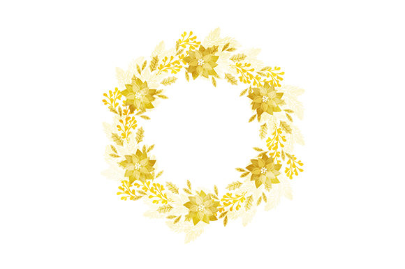Watercolor Golden Christmas Wreath for Festive Branding