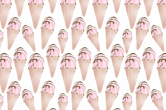 Watercolor Ice Cream Seamless Pattern for Sweet Patterns
