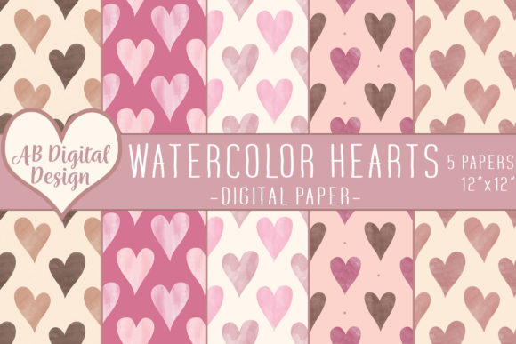 Watercolor Love Hearts Digital Paper & Patterns Review