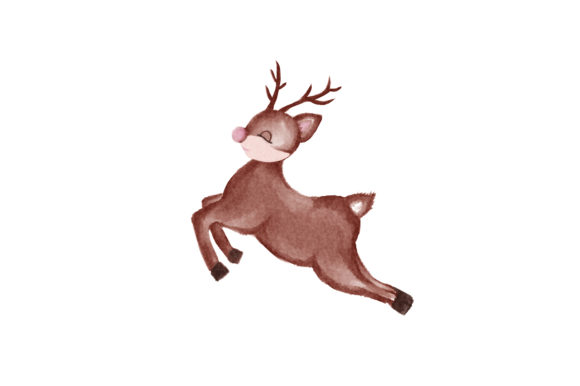 Watercolor Reindeer for Christmas Shops
