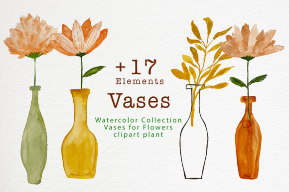 Watercolor Vases for Flowers Clip Art & Patterns Review